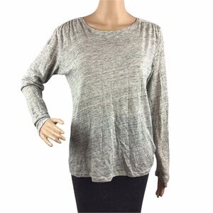 Gap Top Size XS Gray Linen Lace Long Sleeve